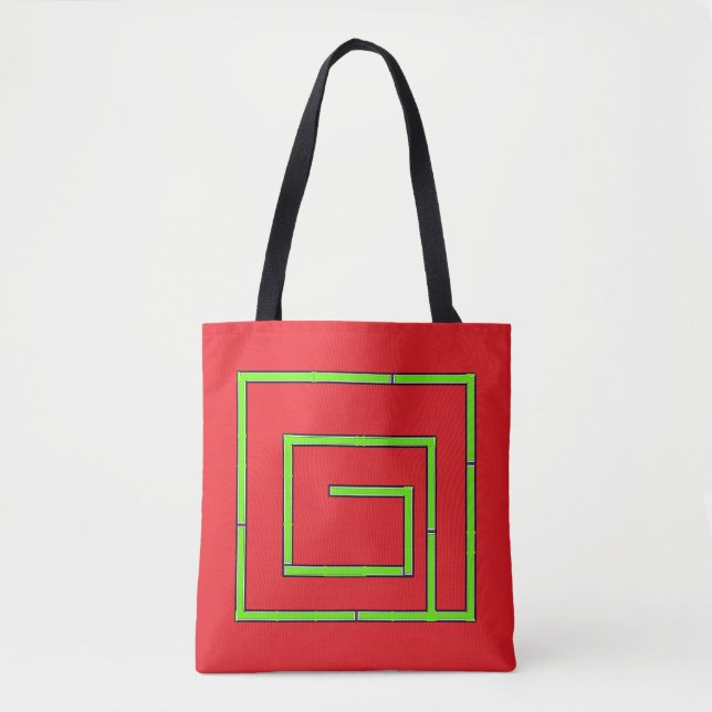 Tote Bag Green Geo Red (Devant)