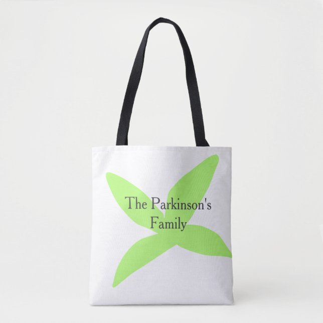 Tote Bag Green leaf abstract pastel family name retro boho  (Devant)