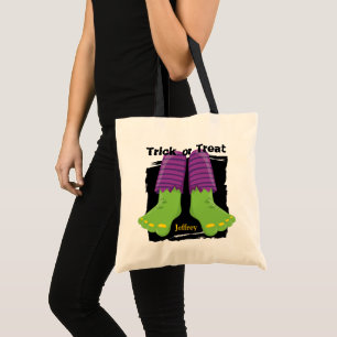 Tote Bag Green Monster Pieds Halloween Trick ou Treat
