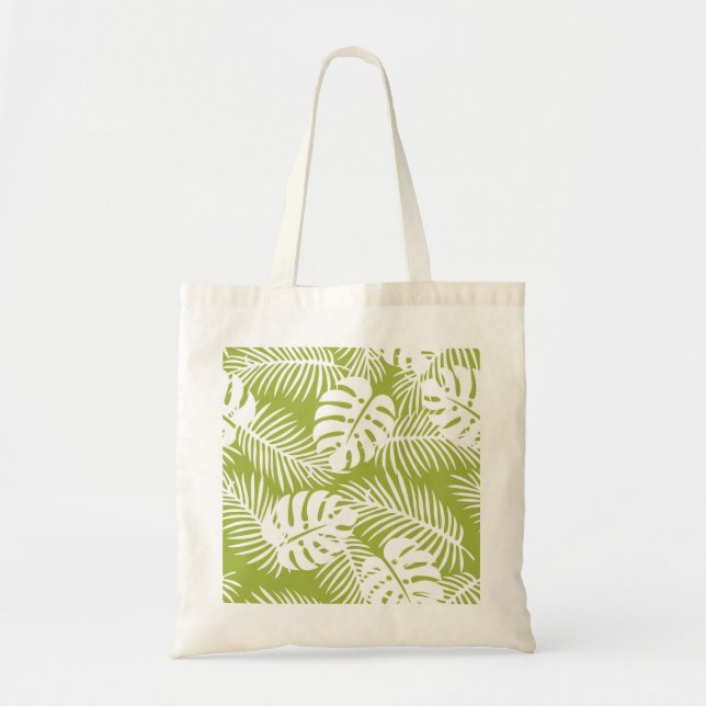 Tote Bag Green Palm Feuille Rainforest Motif (Devant)