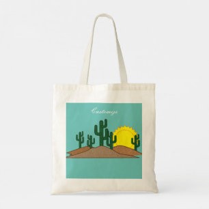 Tote Bag Green Saguaro Cactus Desert Sunrise Thunder_Cove