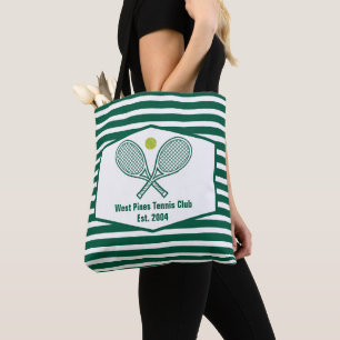 Tote Bag Green Stried Tennis Club de Country Personnalisé