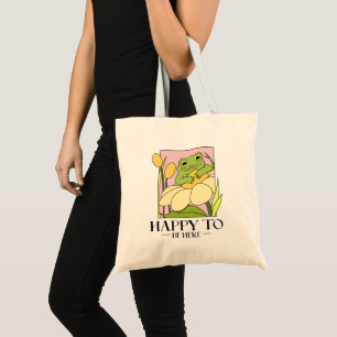 Tote Bag Grenouille adorable sur une fleur amusante