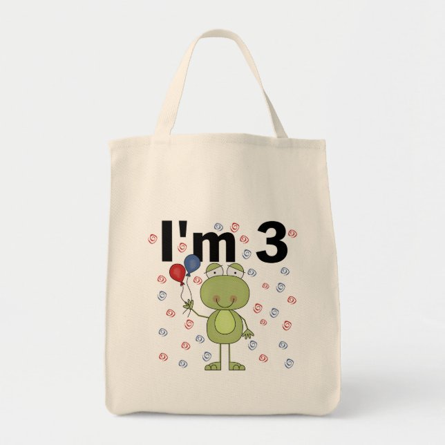 Tote Bag Grenouille avec ballons 3e anniversaire (Devant)