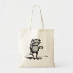Tote Bag Grenouille Buvant du Café Mème Grenouille Mystique