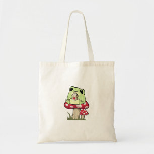 Tote Bag Grenouille Champignon Goblincore Mycologie Style C
