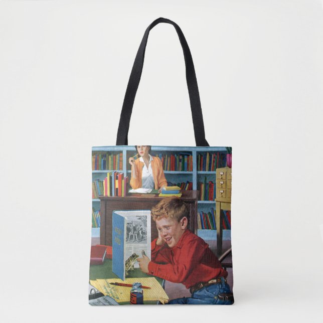 Tote Bag Grenouille dans la bibliothèque (Devant)