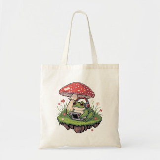 Tote Bag Grenouille de jeu Pixel Cozy Champignon