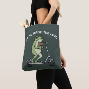 Tote Bag Grenouille drôle chrétienne part pour louer le Sei