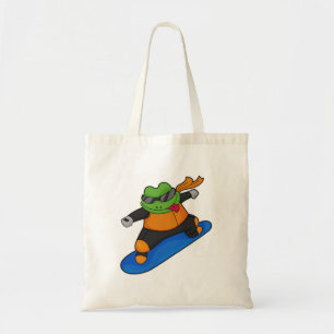 Tote Bag Grenouille en snowobarder avec snowboard