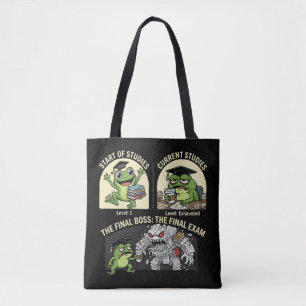 Tote Bag  Grenouille Étudiante Drôle Examen Final Niveau Pa