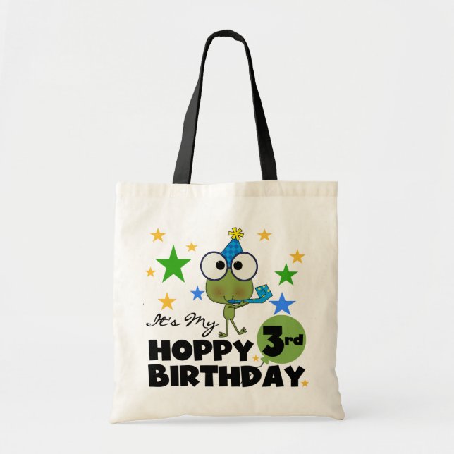 Tote Bag Grenouille-Hoppy 3e Anniversaire Tshirts et cadeau (Devant)