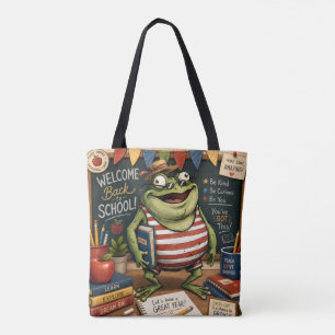 Tote Bag Grenouille PNG de rentrée scolaire, décoration de