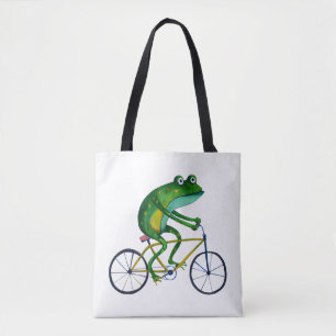 Tote Bag Grenouille Sur Vélo