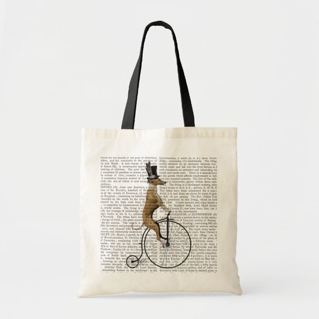 Tote Bag Greyhound sur Black Penny Farthing Bike (Devant)