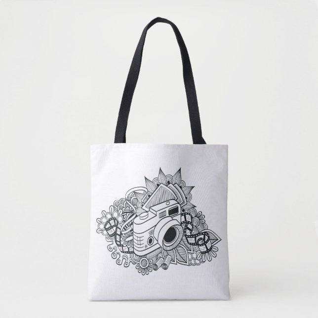 Tote Bag Griffonnage 2 d'appareil-photo de hippie (Devant)