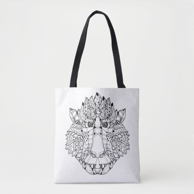 Tote Bag Griffonnage 2 de tête de singe (Devant)