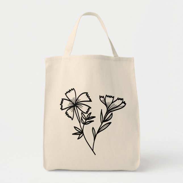 Tote Bag griffonnage floral (Devant)