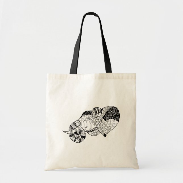 Tote Bag Griffonnage principal de Zenstyle d'éléphant (Devant)