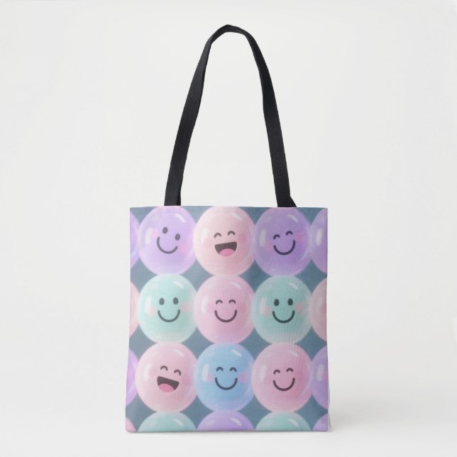 Tote Bag Grille de faces souriantes - Pastel Gen Z Vibes (Devant)