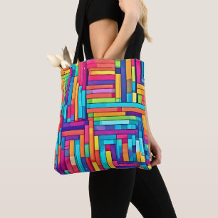 Tote Bag Grille de néon - Mosaïque Abstraite colorée