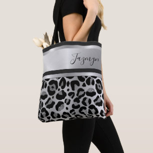 Tote Bag Grille Silver Leopard Safari Impression personnali