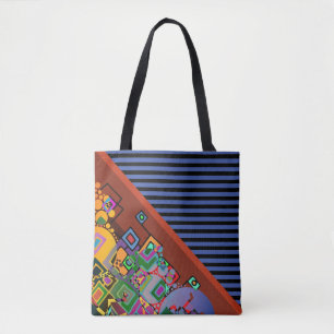 Tote Bag Grilles Motif large orange + art abstrait