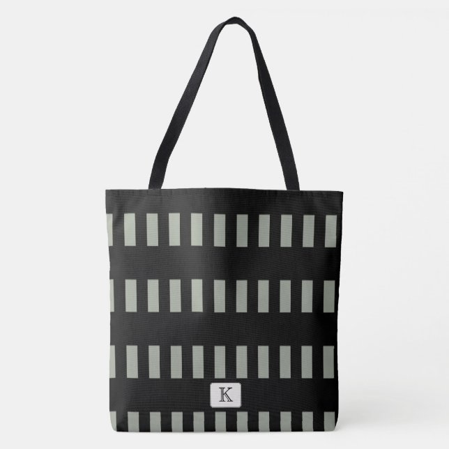 Tote Bag Grilles noires sur n'importe quel monogramme perso (Devant)