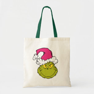 Tote Bag Grinch avec chapeau de Père Noël rose