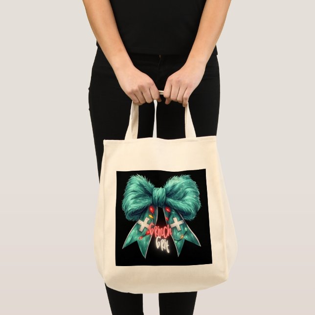 Tote Bag Grinch Grit. Carte de visite d'infirmière. Grinch  (Devant (produit))