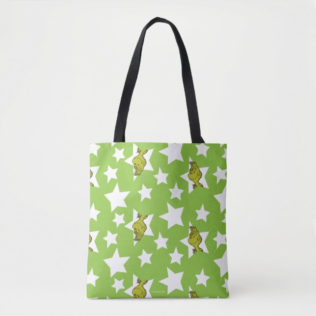 Tote Bag Grinch Peeking Star Pattern (Devant)