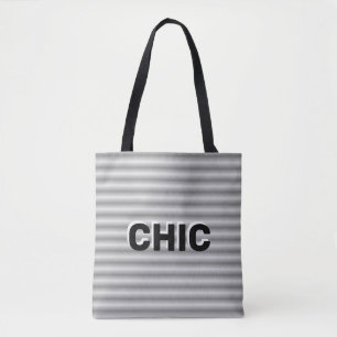Tote Bag Gris argenté rayé chic