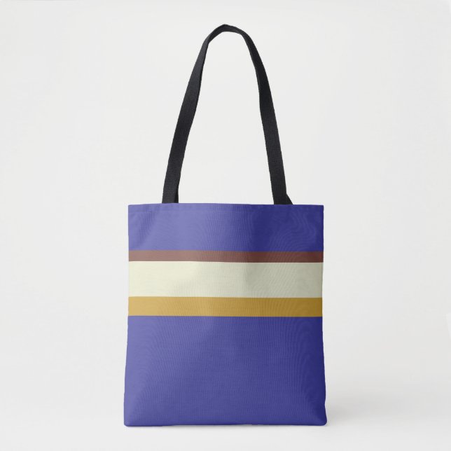 Tote Bag Gris design vert brun naturel ocre sur cobalt (Devant)