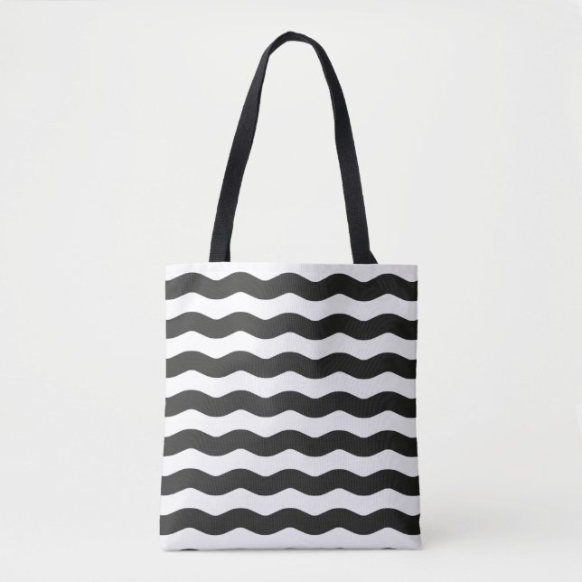 Tote Bag Gris noir blanc rayures modernes (Devant)