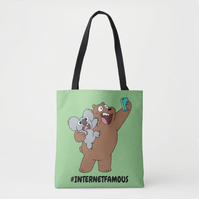 Tote Bag Grizz & Nom Nom - #InternetFamous (Devant)