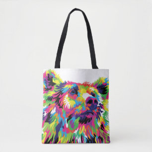 Tote Bag Grizzly ours pop art coloré