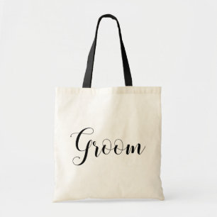Tote Bag Groom. Mariage de script élégant noir et blanc