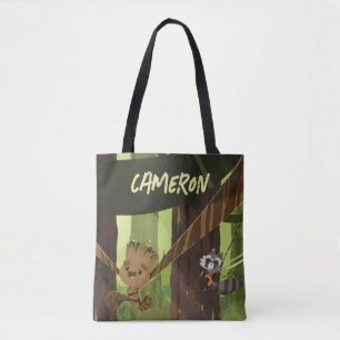 Tote Bag Groot et roquette se déplaçant des arbres