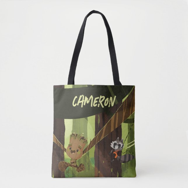 Tote Bag Groot et roquette se déplaçant des arbres (Devant)