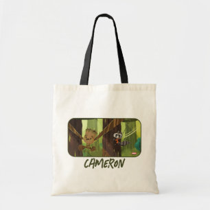 Tote Bag Groot et roquette se déplaçant des arbres