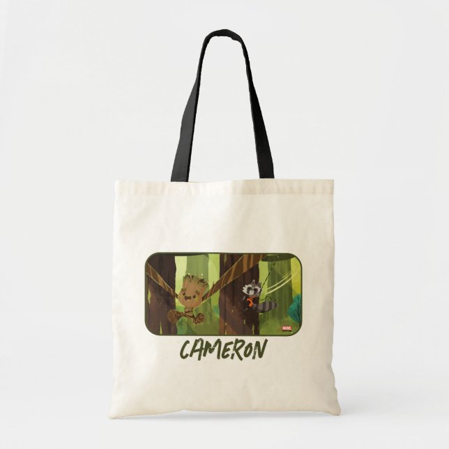Tote Bag Groot et roquette se déplaçant des arbres (Devant)