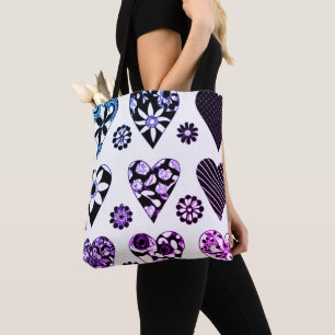 Tote Bag Gros Coeurs & Fleurs Moderne Color Pop