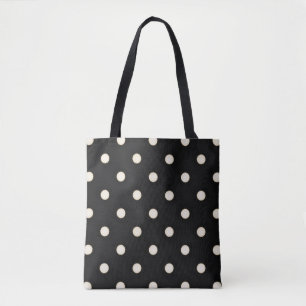 Tote Bag Gros Pois d'antiquité blanc et noir