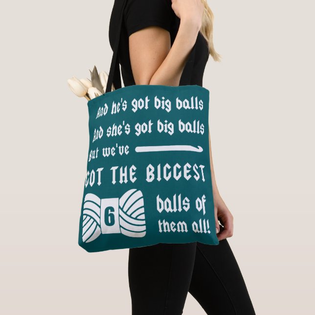 Tote Bag Grosses boules de fil ・ Artisanat de Crochet {Dark (De près)
