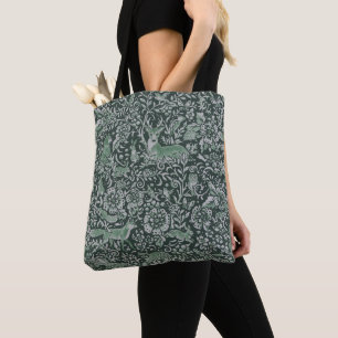 Tote Bag Grotte verte foncée Chouette lapin renard Noël