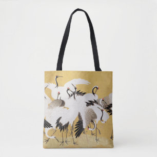 Tote Bag Grues d'horloges japonaises Vintage Bird Rich Clas