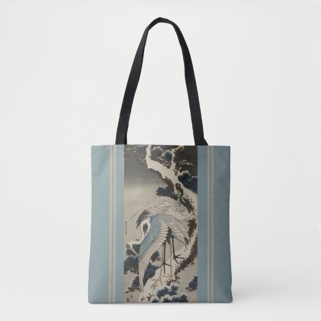Tote Bag Grues sur pins couverts de neige (Devant)