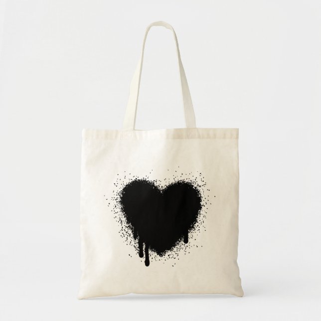 Tote Bag Grunge Heart - Noir (Devant)