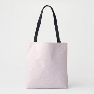 Tote Bag Grunge rose avec nom et chrysanthèmes