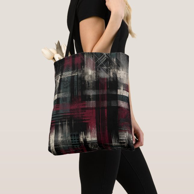 Tote Bag Grungy alternative Grunge Plaid Motif (De près)